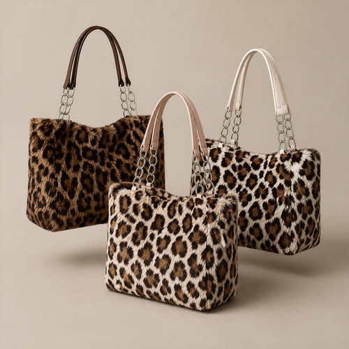 Leopard Faux-Fur Chain Tote